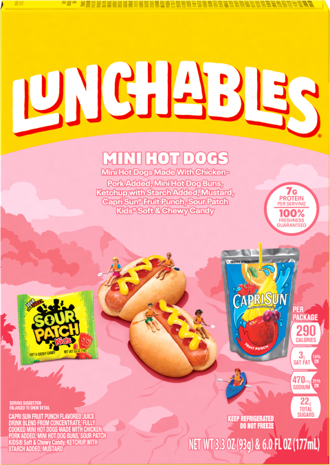 Lunchables Mini Hot Dogs Meal Kit w/ Capri Sun Wild Cherry Drink & Sour Patch Kids Candy 9.3 oz Box