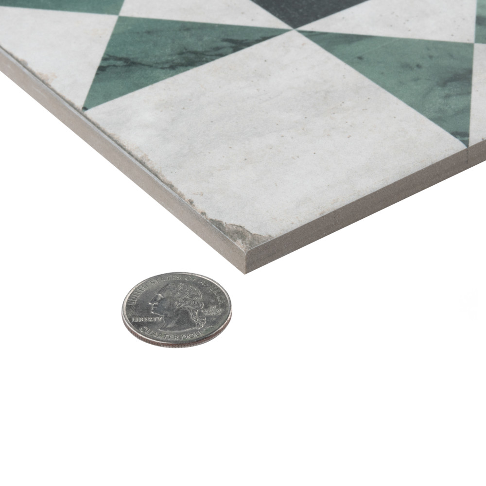 Renaissance Deco Emerald Cross 7-7/8 in. x 7-7/8 in. Porcelain Floor and Wall Tile