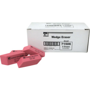 Eraser, Synthetic, Latex Free, Wedge Shape, Pink, Small, Box of 36