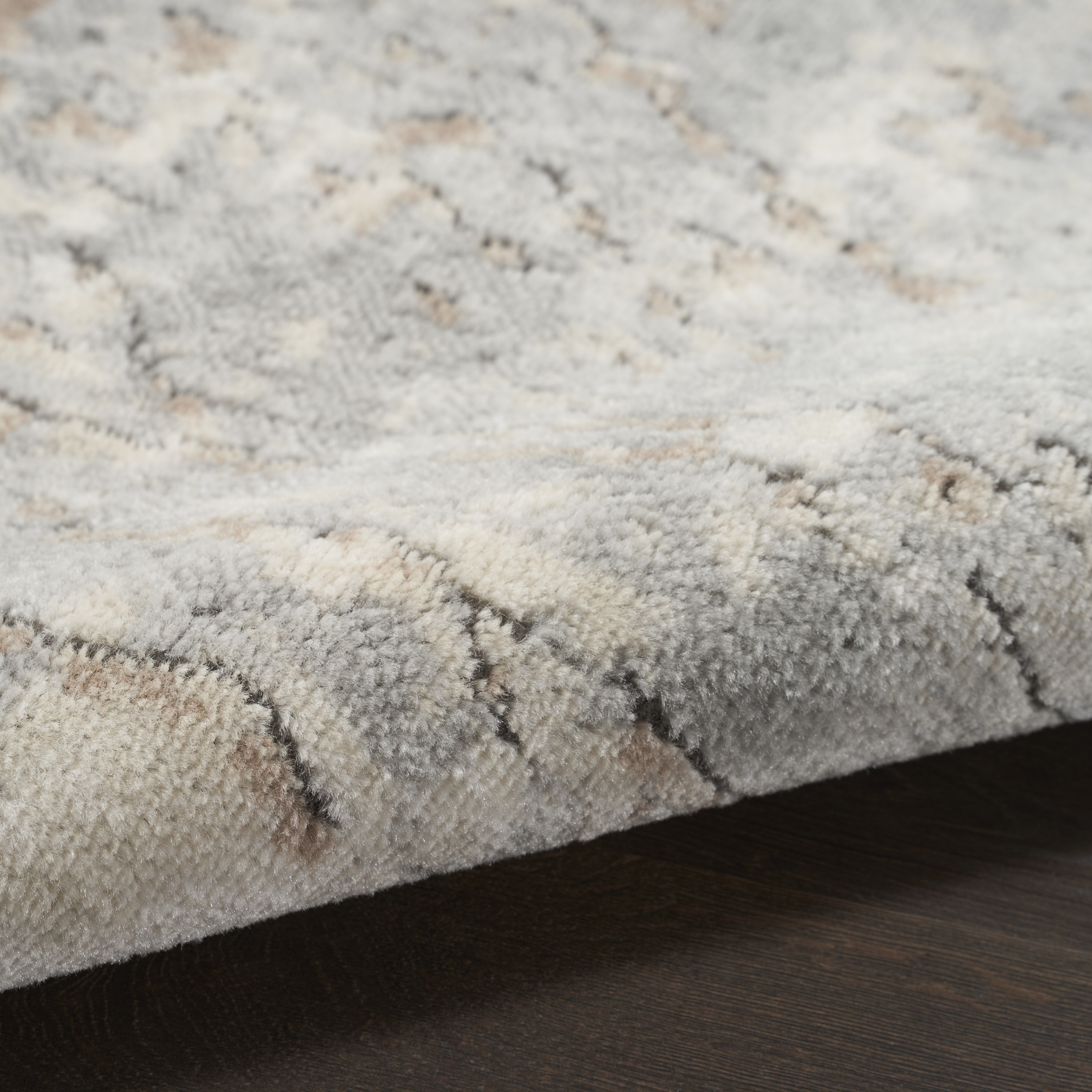 Nourison Quarry 7’10” x Round Beige Grey Modern Indoor Rug