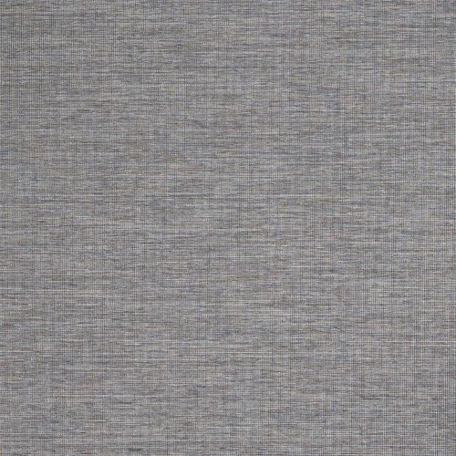 Gray woven roller blind, fully lowered and closed, filtering muted daylight; fills the frame, suggesting an interior window or wall with soft, even lighting and subtle horizontal weave texture.