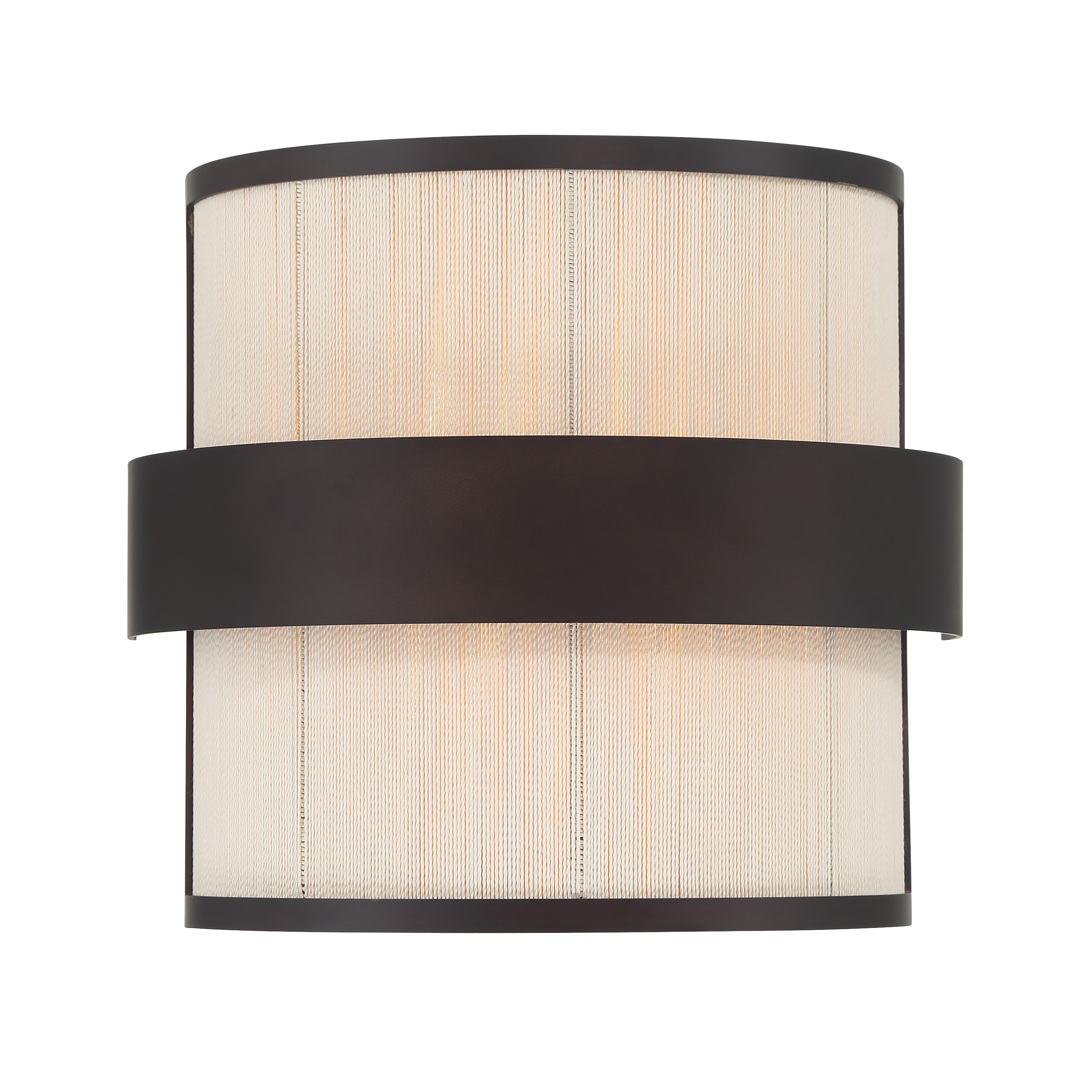 The Harbor Wrap wall sconce brings nautical sophistication with its handcrafted tan cotton thread shade and mixed metal finish. At 9" high, it's perfectly scaled for intimate spaces while the dual-light design provides ample illumination. - alternate view