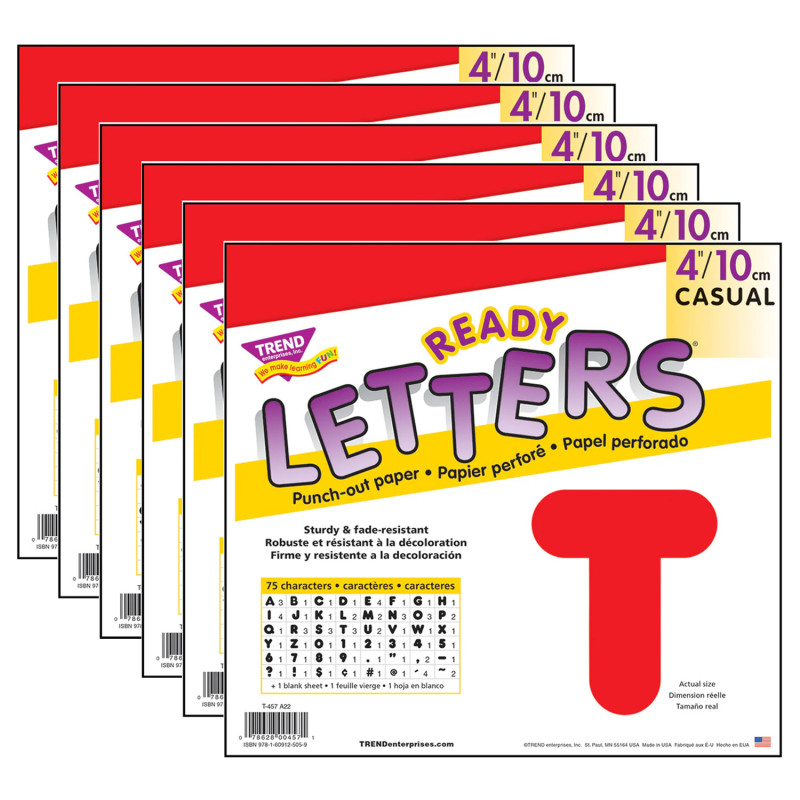 Red 4" Casual Uppercase Ready Letters®, 6 Packs