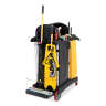 Rubbermaid Commercial, Janitorial Cleaning Cart with Doors and Hood, High Security, Black