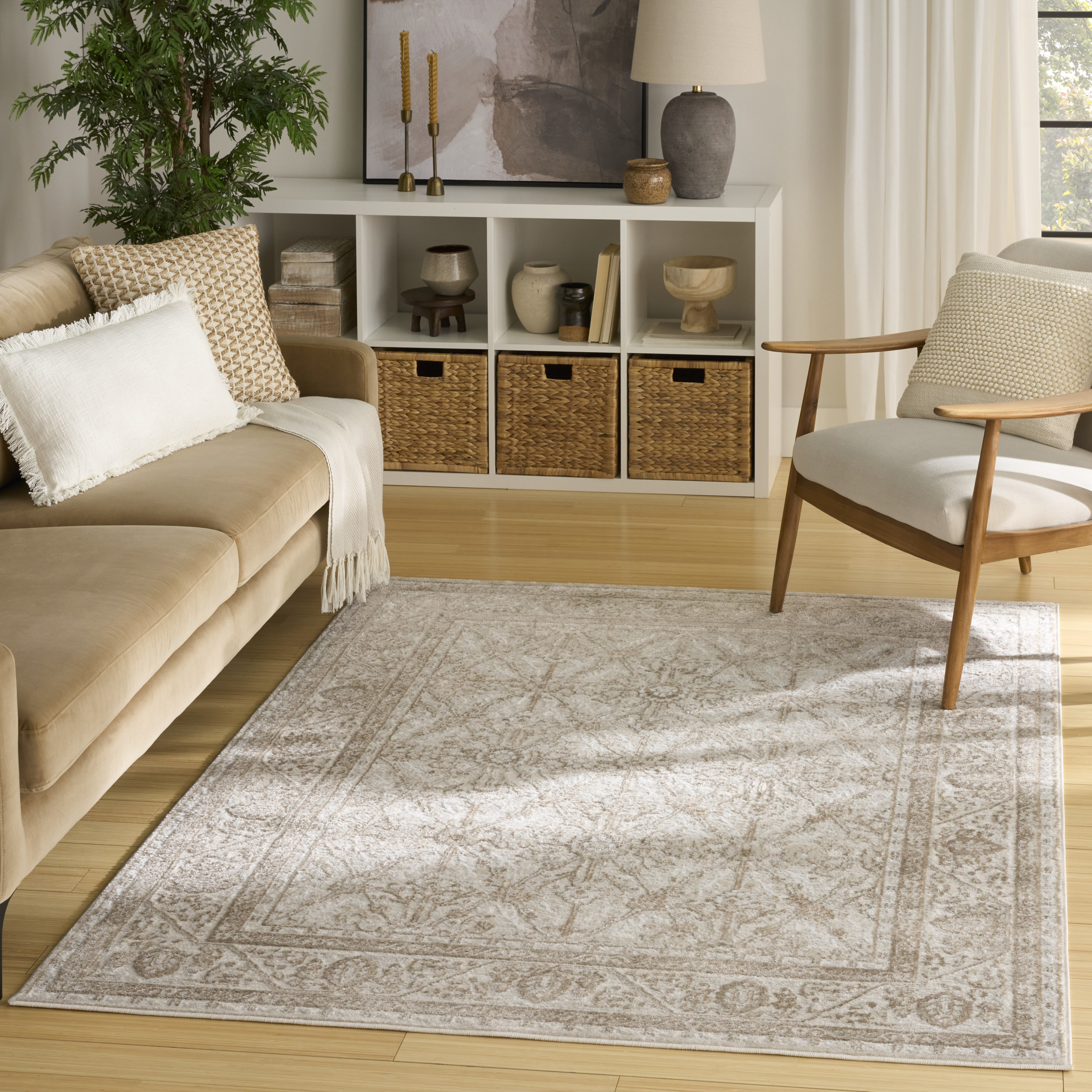Nourison Dekor 5'3" x 7' Ivory Taupe Vintage Indoor Rug