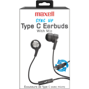 Sync Up Type-C&reg; Wired Earbuds with Microphone, Black