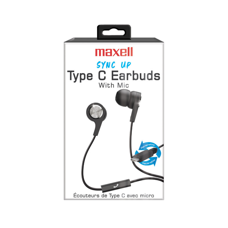 Sync Up Type-C® Wired Earbuds with Microphone, Black