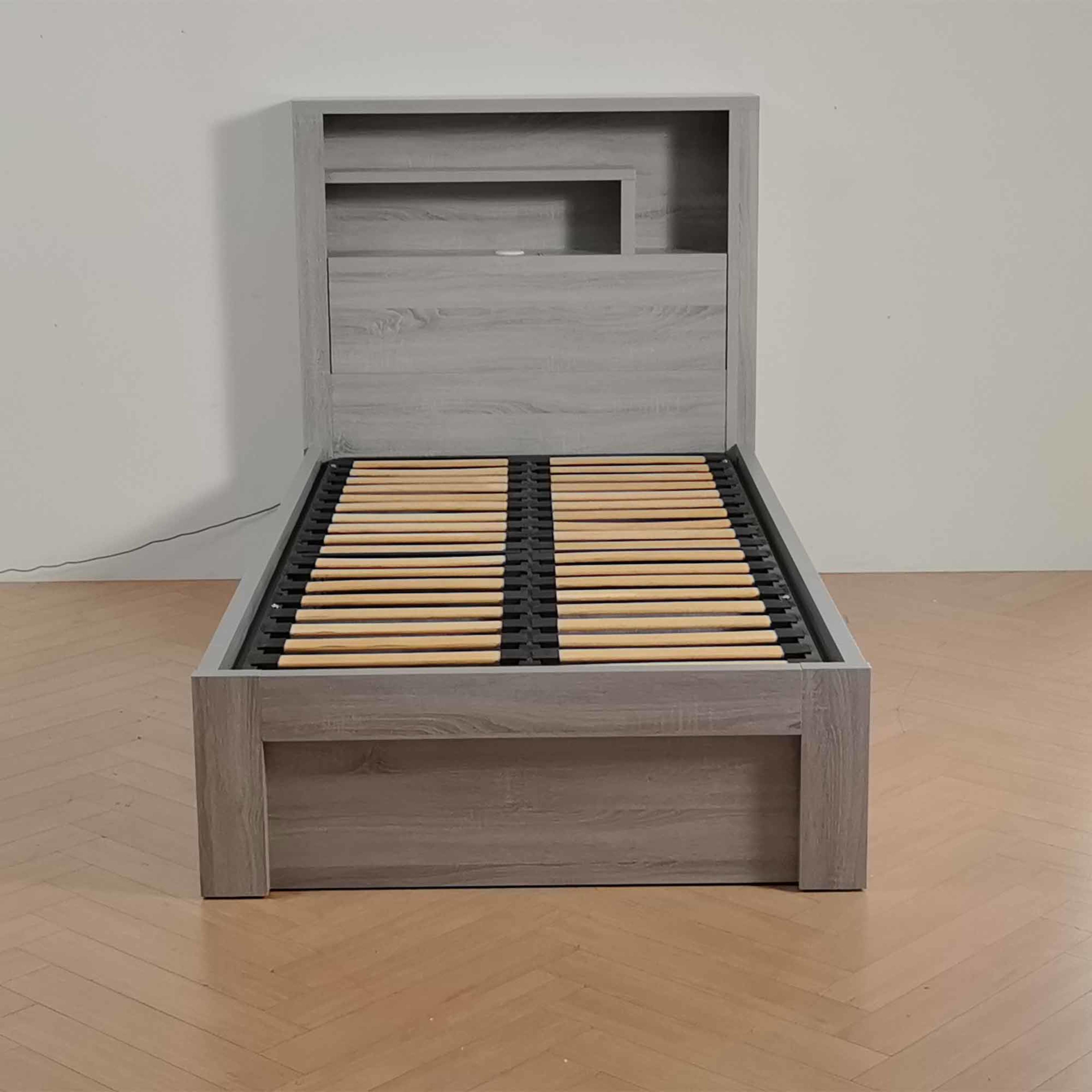 Product image of the  Bellevue Bed Frame, Front Slat Gas Lift Base, Cement Grey from Forty Winks