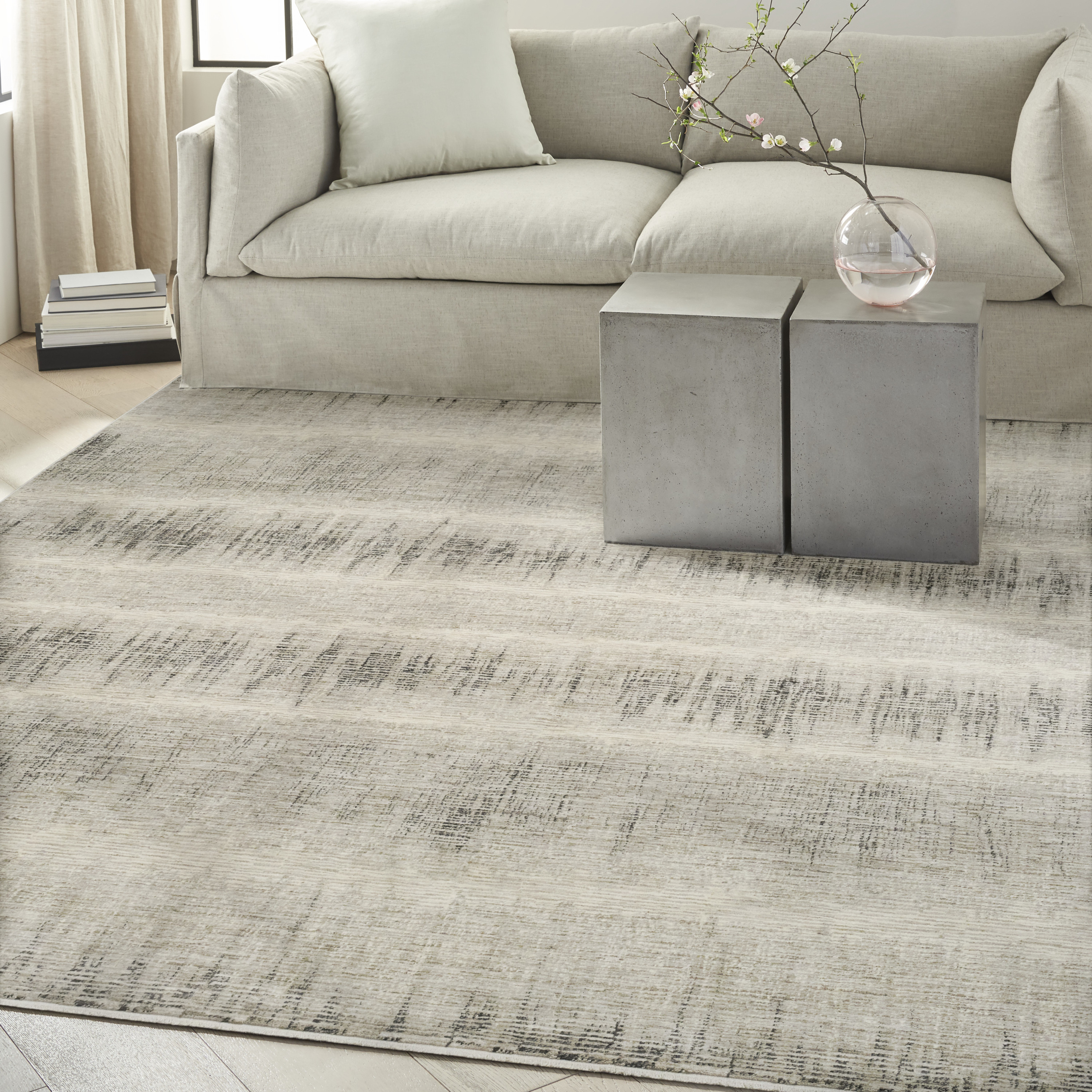 Calvin Klein CK079 Notes 7'10" x 9'10" Ivory Charcoal Modern Indoor Rug