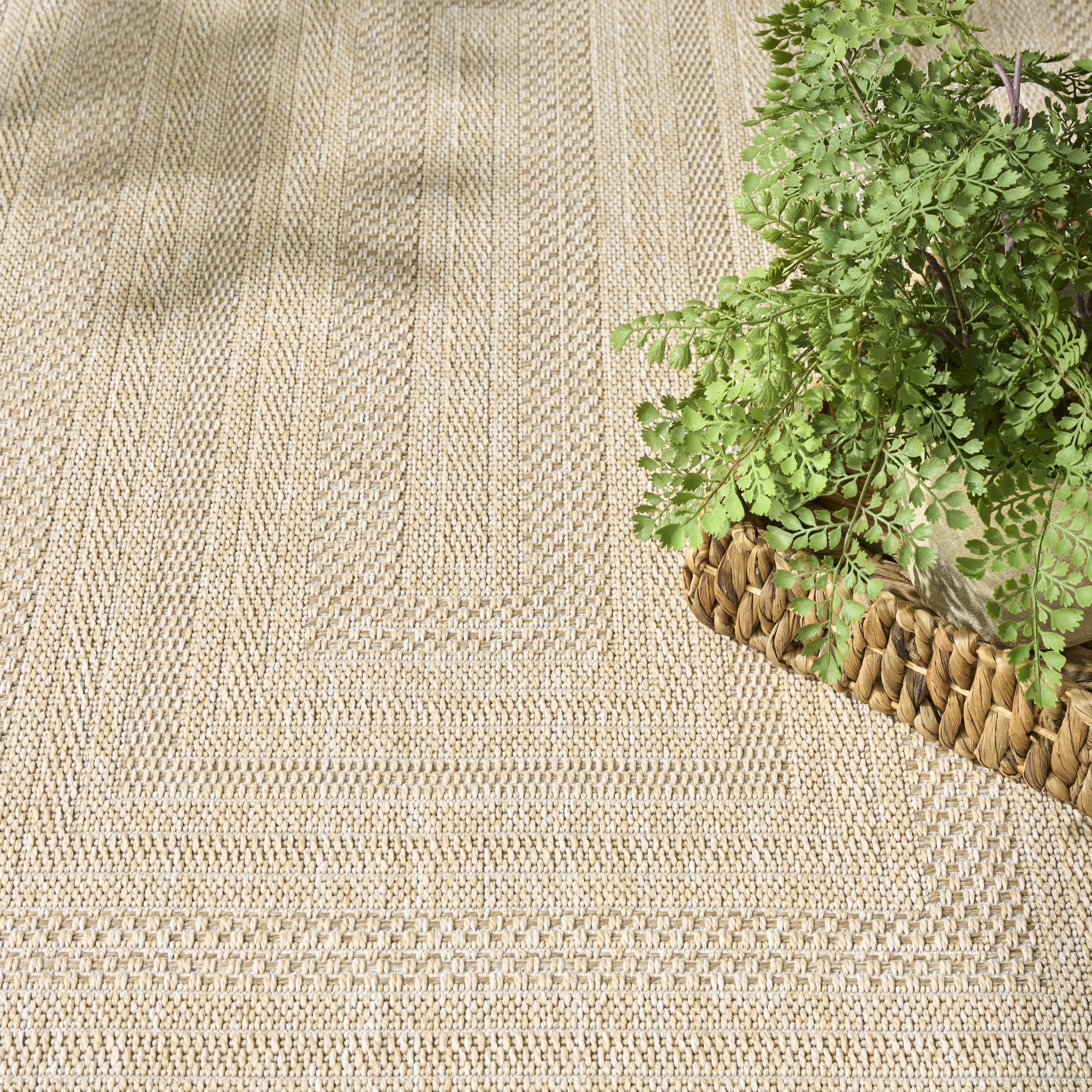 Nourison Tulum 5'3" x 7' Cream Outdoor Rug