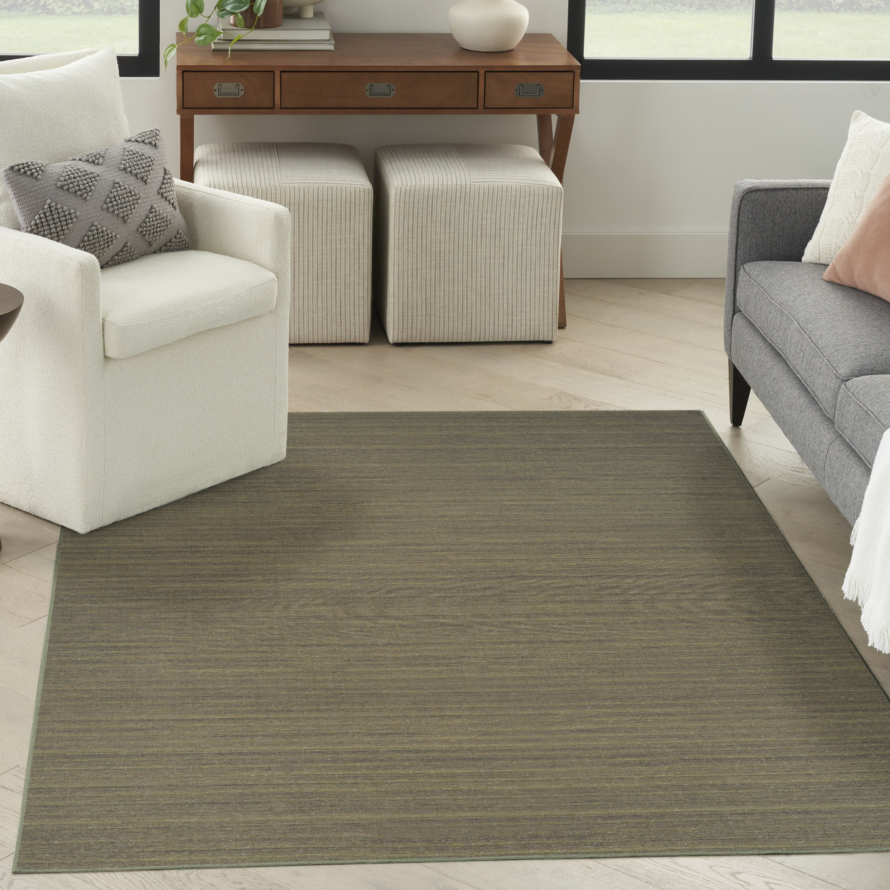 Nourison Washable Essentials 4' x 6' Green Modern Indoor Rug