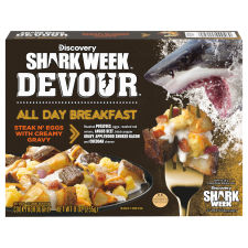 DEVOUR Steak N Eggs with Smoked Bacon, Potatoes, Cheddar Cheese & Creamy Gravy Frozen Meal, 9 oz Box