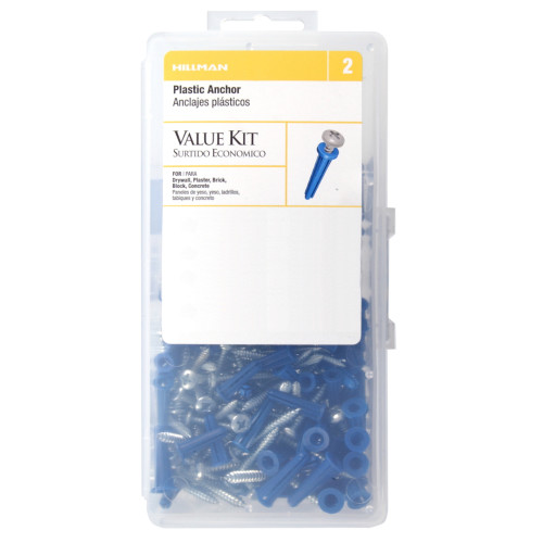 Blue Conical Plastic Anchor Kits #14-16 Pan Slotted 1-3/8