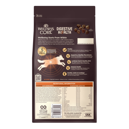 Wellness CORE Digestive Health Chicken & Brown Rice back packaging