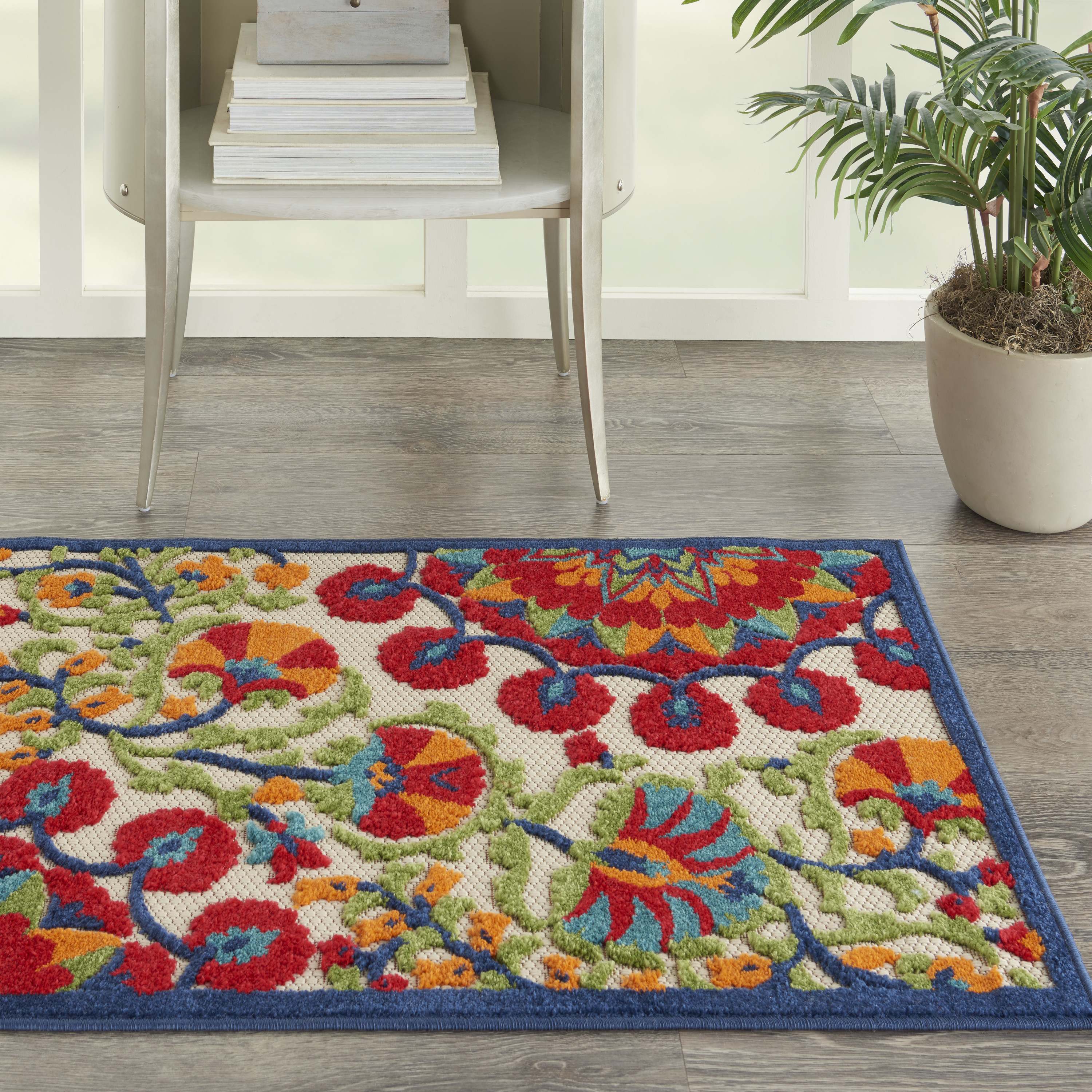 Nourison Aloha 2'8" x 4' Red Multicolor Transitional Rug