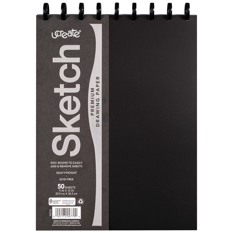 Disc Bound Sketch Book, 9" x 12", 50 Sheets