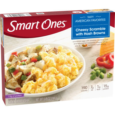 Smart Ones Scramble, Hash Browns, Eggs, Cheddar, Monterey Jack, Mozzarella Frozen Meal, 6.49 oz Box