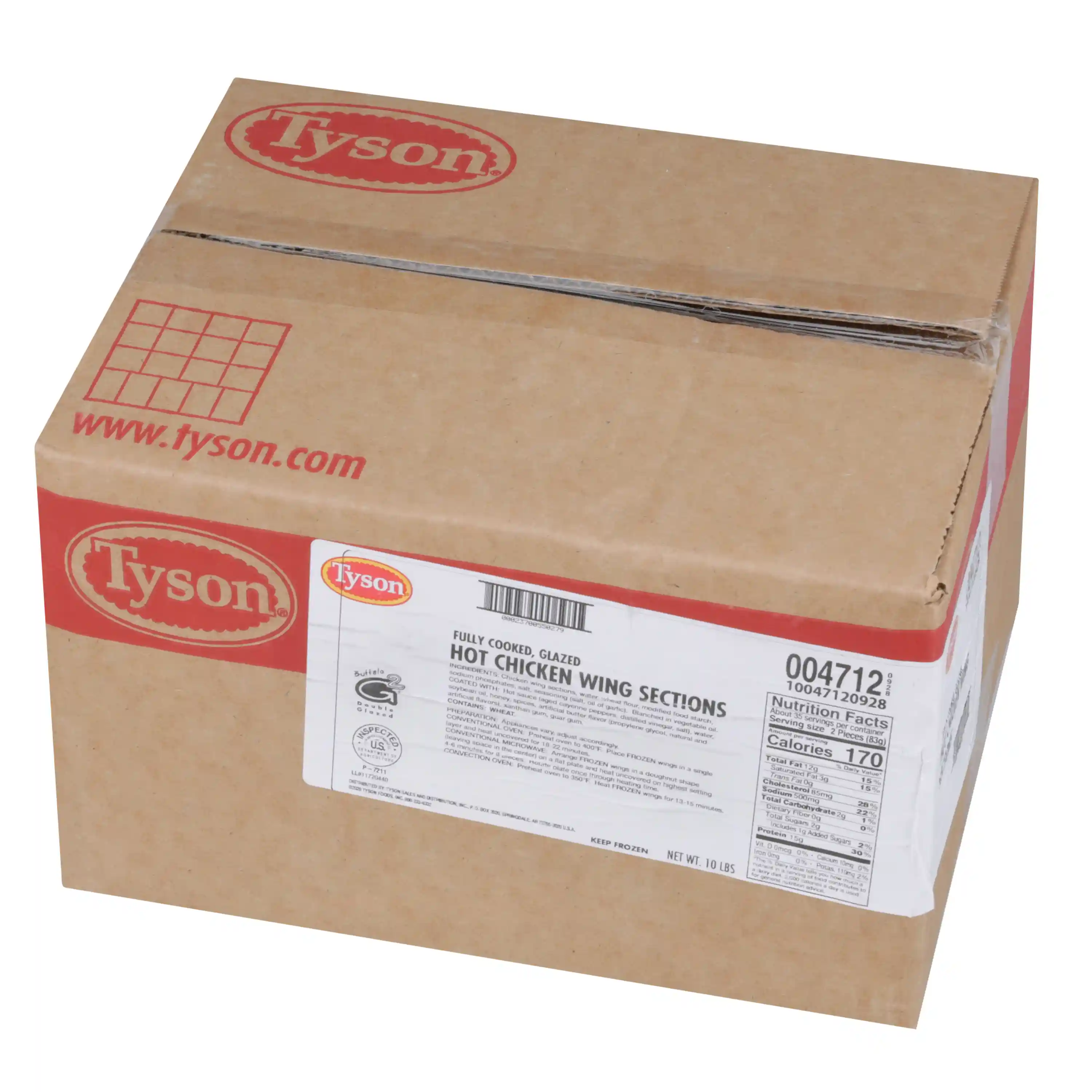 Tyson® Fully Cooked Glazed Hot Buffalo Flavored Bone-In Chicken Wing Sections, Jumbo _image_5