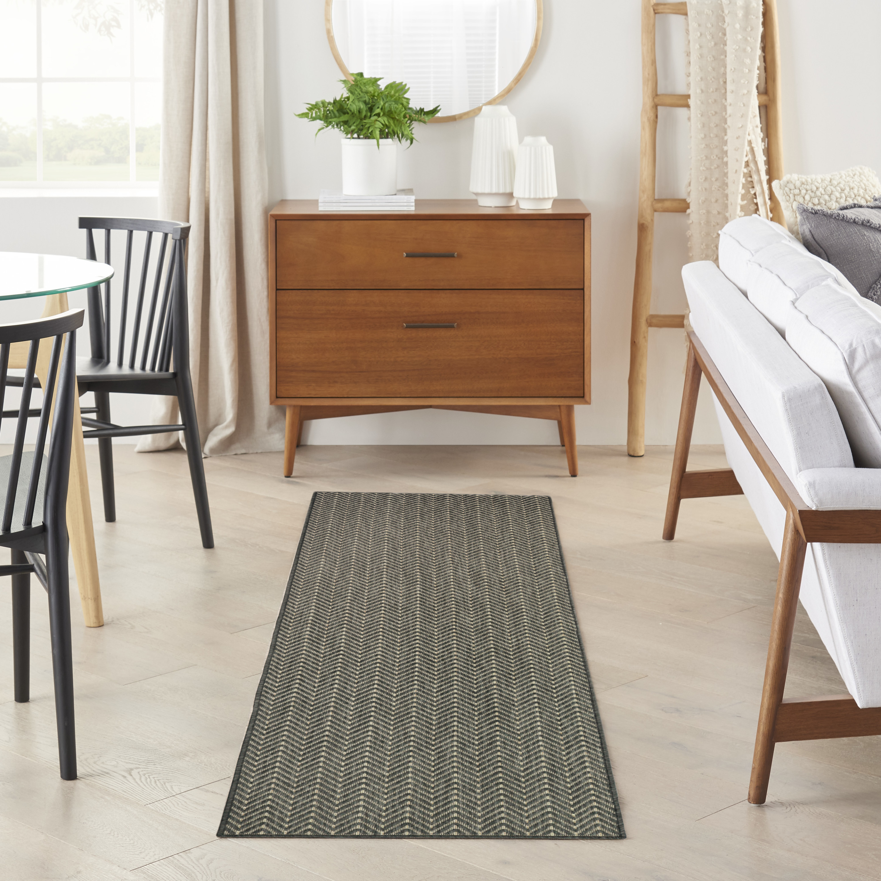 Nourison Horizon Indoor/Outdoor 2' x 6' Charcoal Modern Rug
