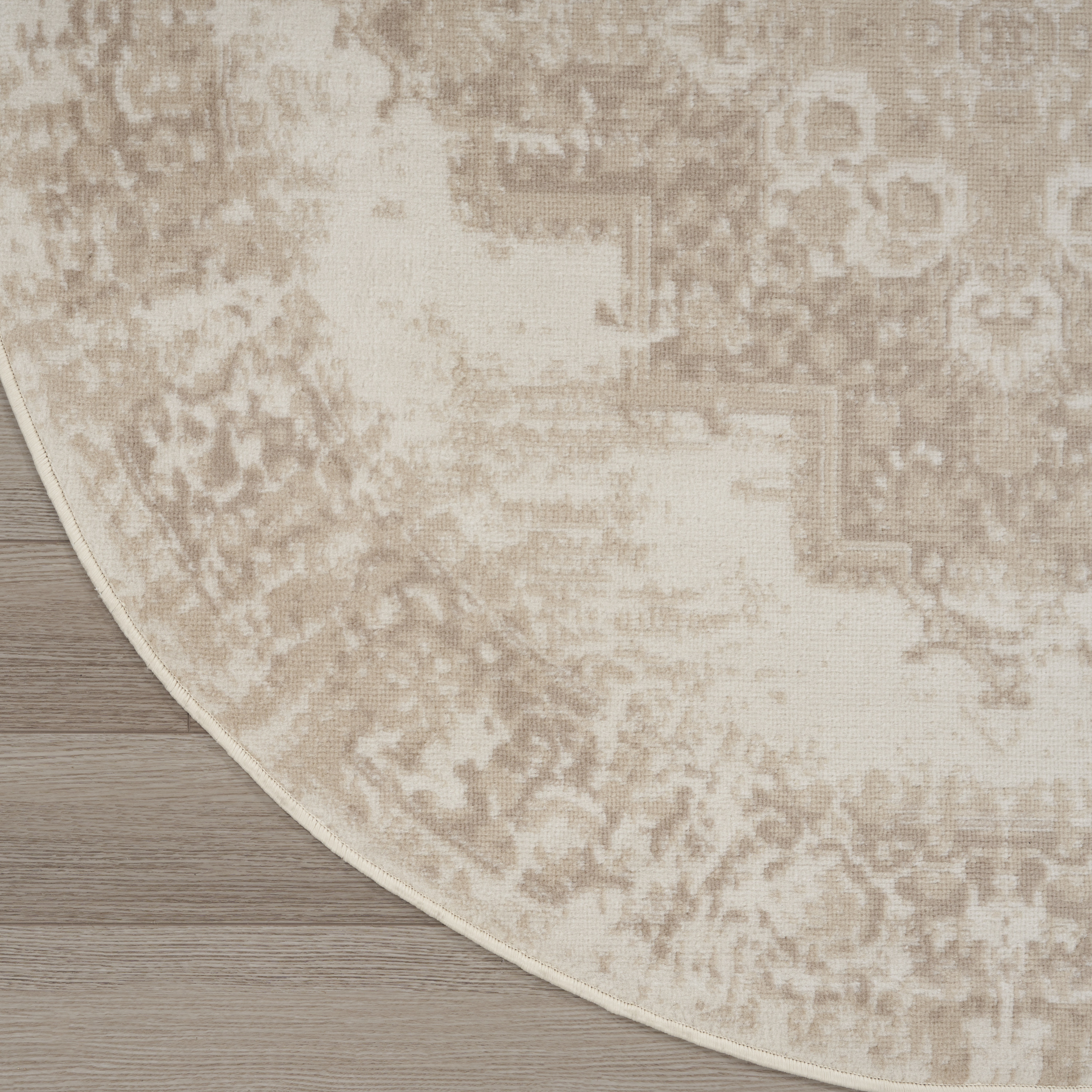 Nourison Grafix 4' x Round Ivory Beige Vintage Indoor Rug