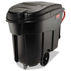 Rubbermaid Commercial, Executive Series Mega-BRUTE, Rectangle, Resin, 120 gal, Plastic, Black, Receptacle Lid