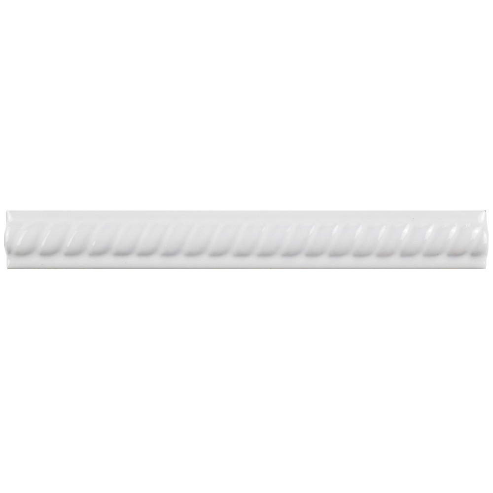 Trenza Moldura Blanco 1 in. x 7-7/8 in. Ceramic Wall Trim
