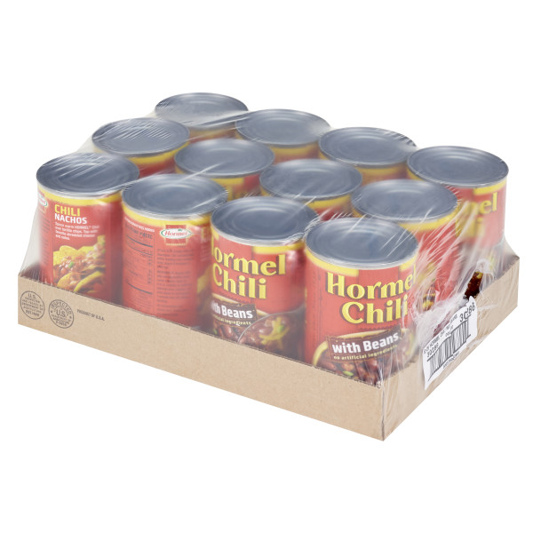 HORMEL(r) Chili W/Beans, 12/7.25oz. . C1RA - Front Right Closed Case (Hi Res)