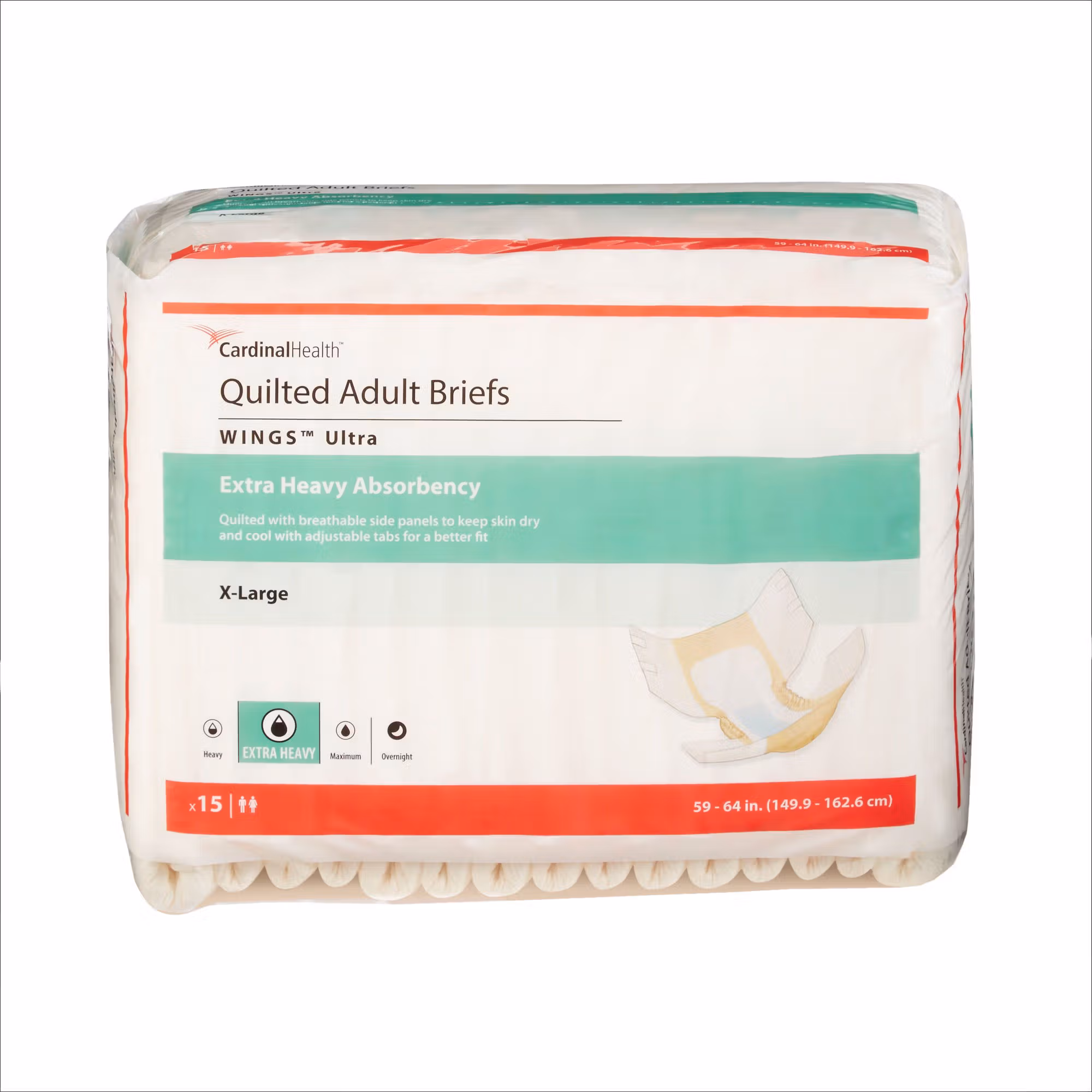 Wings™ Ultra Quilted Extra Heavy Absorbency Incontinence Brief, Extra Large