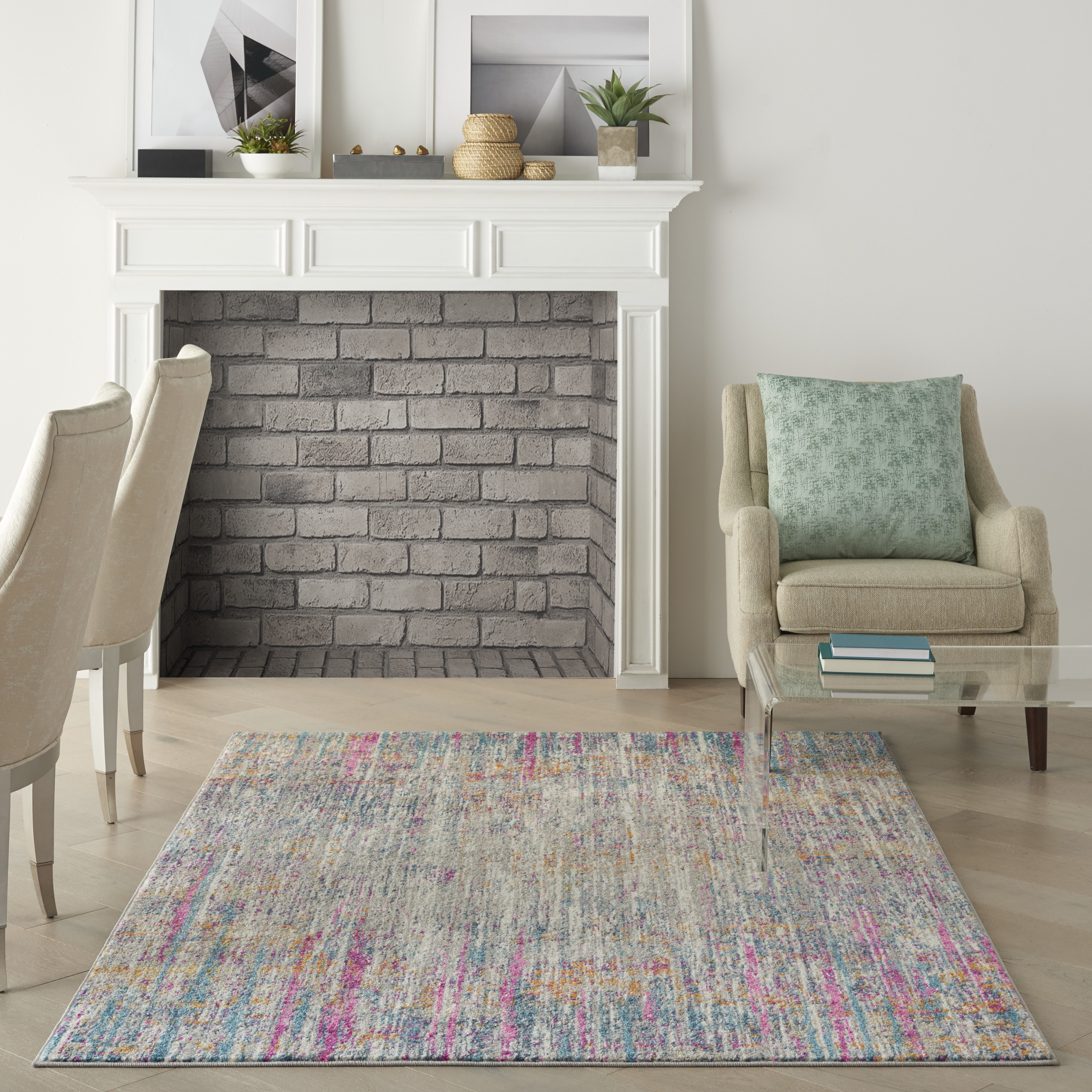 Nourison Passion 3'9" x 5'9" Ivory Multicolor Modern Indoor Rug