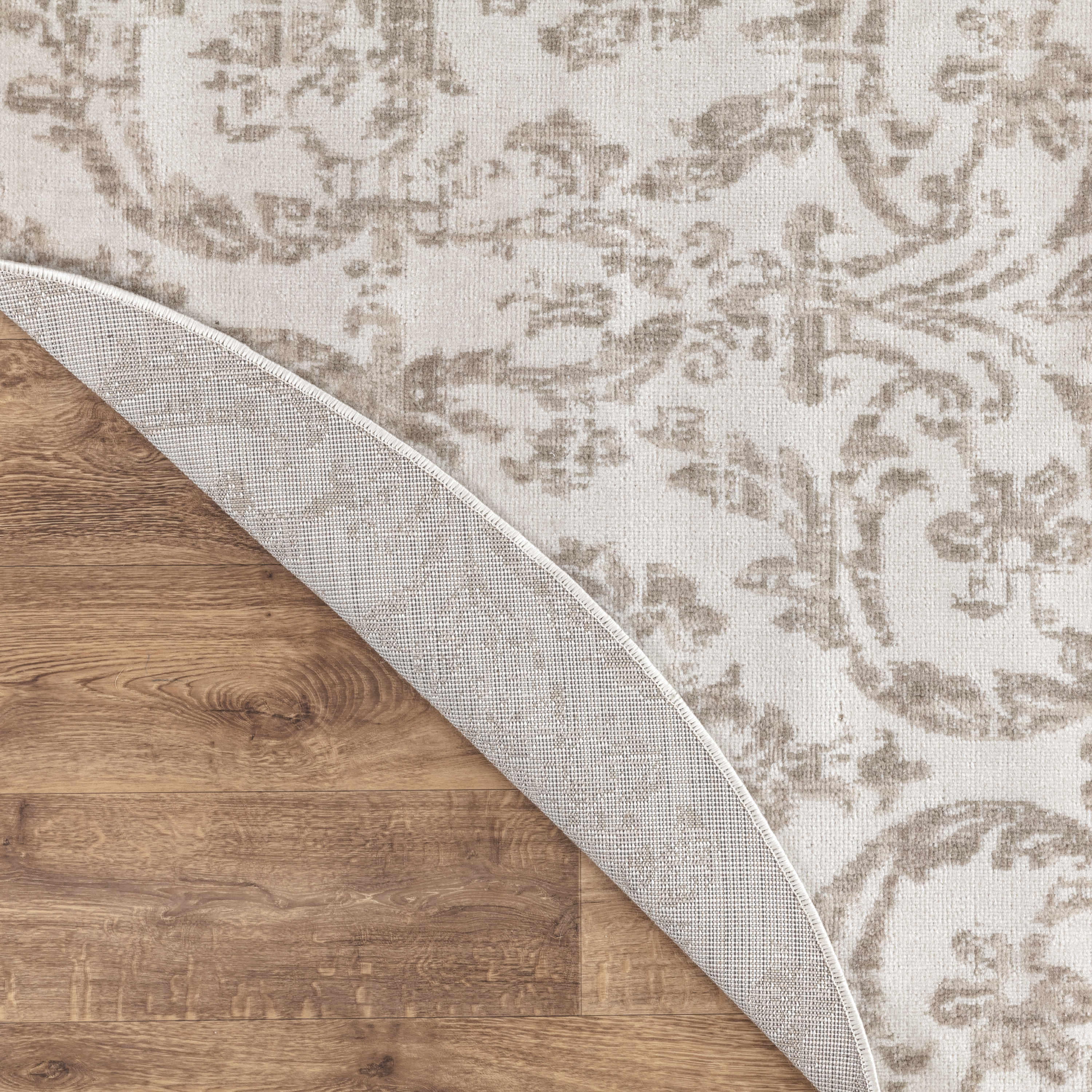 Nourison Jubilant 5'3" x Round Ivory Beige Vintage Indoor Rug