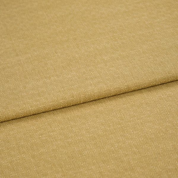 Beige woven fabric with fine pebble texture, folded once creating a horizontal overlap; close-up studio product shot with soft, even lighting showing fabric surface and seam detail.