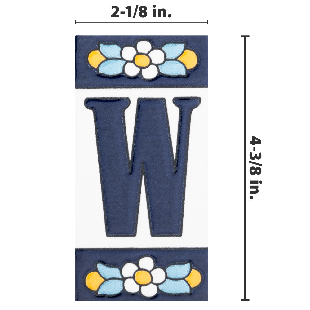 Sevillano Flora Address Letters W 2-1/8 in. x 4-3/8 in. Ceramic Wall Trim