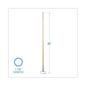 Boardwalk, Spring Grip Metal Head Wooden Mop Handle, 60", Natural