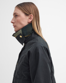 Cropped Beadnell Waxed Jacket Sage-Ancient