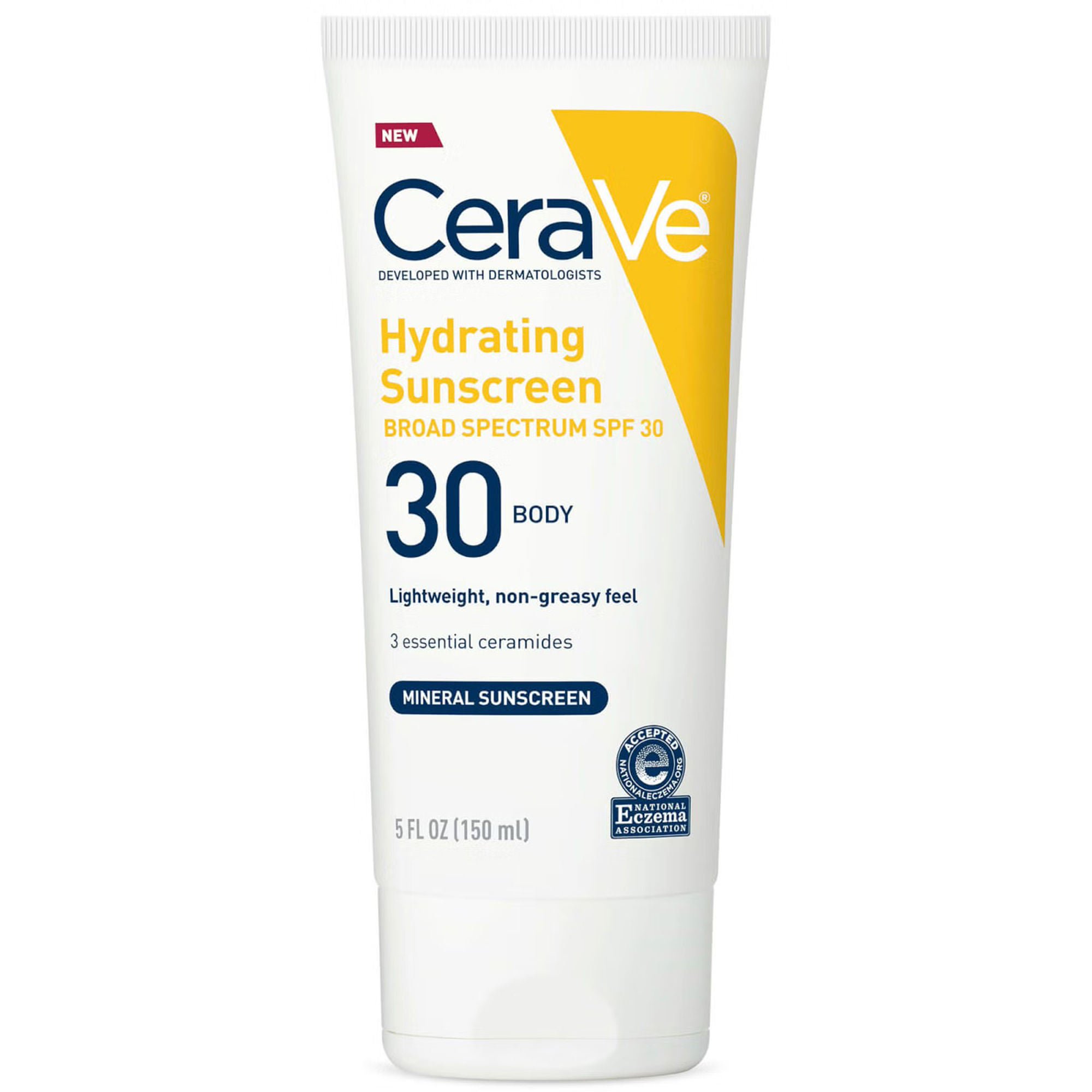 CeraVe® Hydrating Mineral Sunscreen for Body SPF 30, 5-ounce Tube