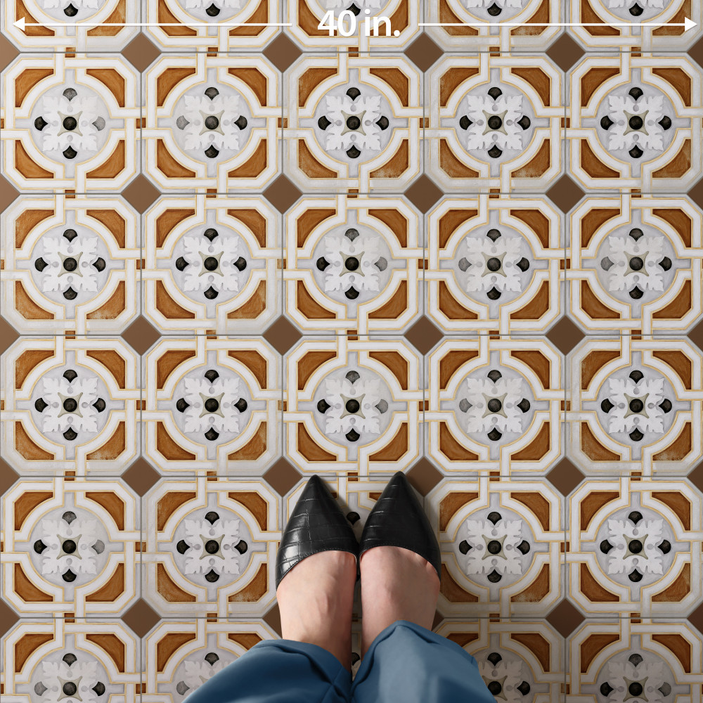 Vaudeville Octagon Deco Zimer 7-7/8 in. x 7-7/8 in. Porcelain Floor and Wall Tile