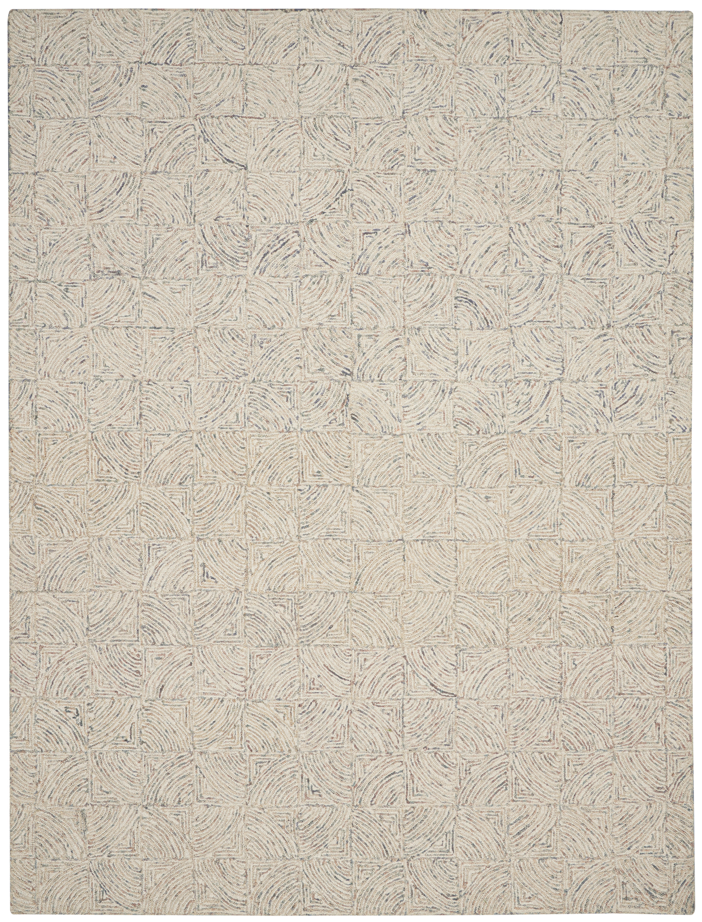 Nourison Interlock 8' x 10'6" Ivory Multicolor Modern Indoor Rug