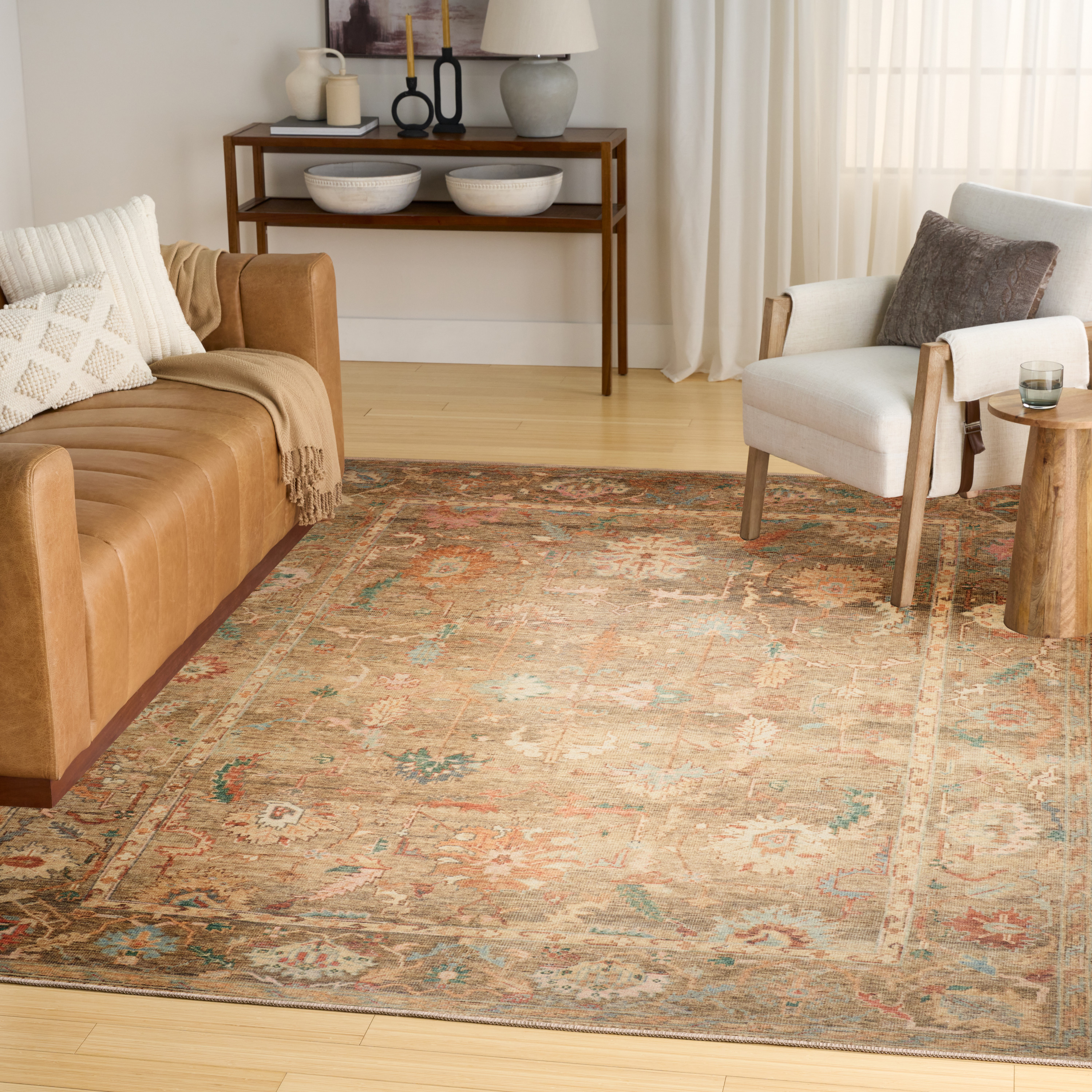 Nourison Vintage Washables 7'10" x 9'10" Taupe Multicolor Vintage Indoor Rug