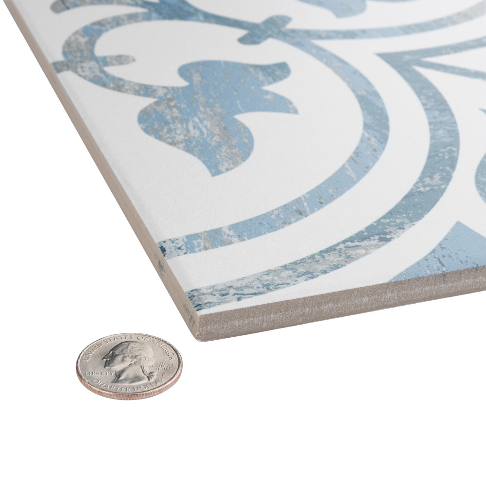 Cassis Arte Blue 9-3/4 in. x 9-3/4 in. Porcelain Floor and Wall Tile