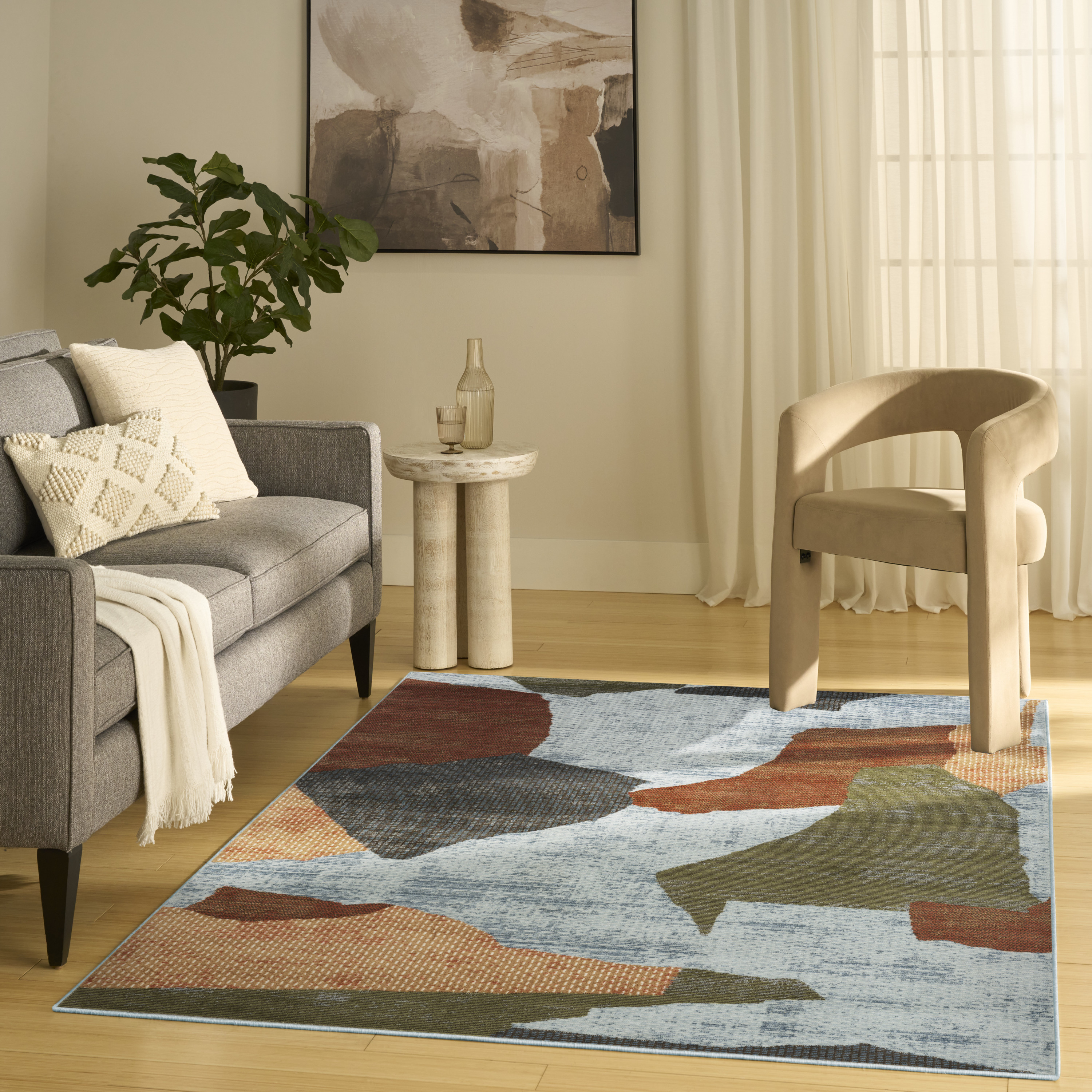 Nourison Nordic 5' x 7' Blue Multicolor Modern Indoor Rug