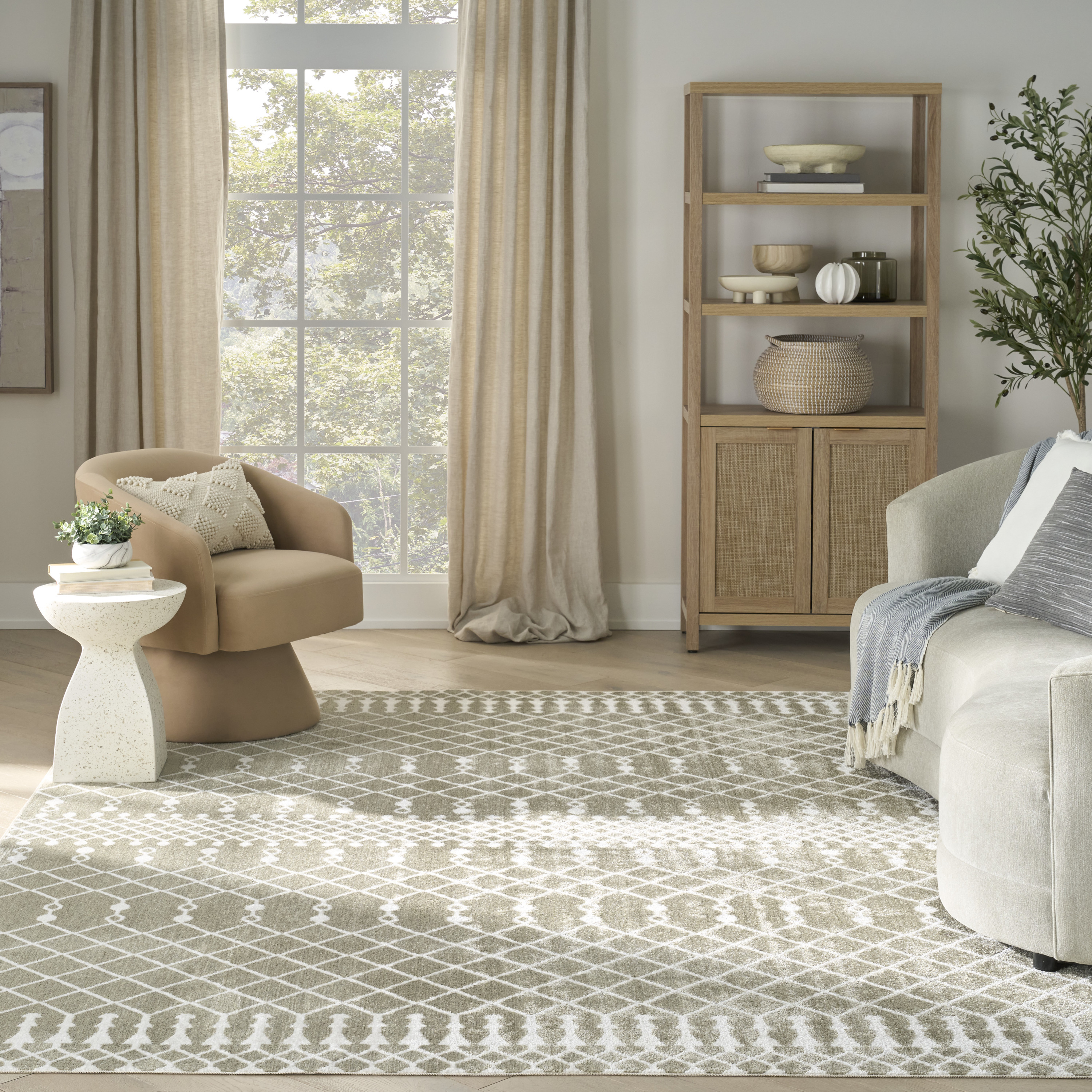 Nourison Astra Machine Washable 6'7" x 9' Sage Bohemian Indoor Rug
