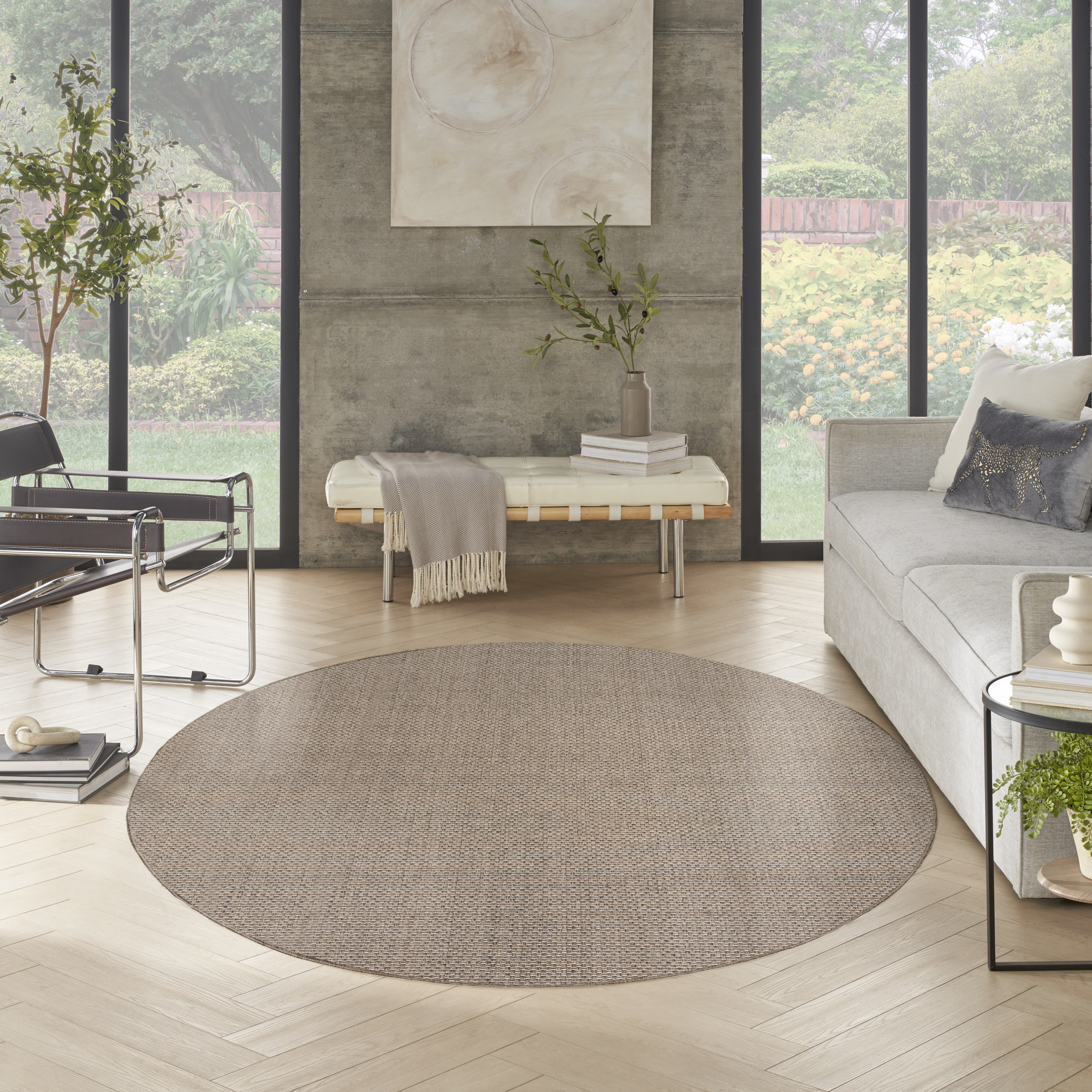Nourison Tulum 8' x Round Brown Outdoor Rug