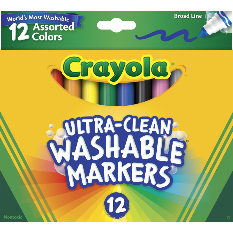 Ultra-Clean Markers, Broad Line, Assorted Colors, 12 Count