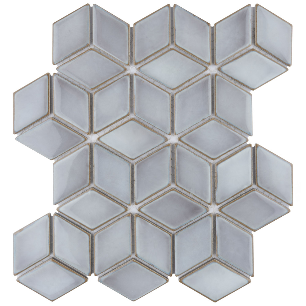 Hudson Rhombus Grey Eye 10-1/4 in. x 11-3/4 in. Porcelain Mosaic Tile