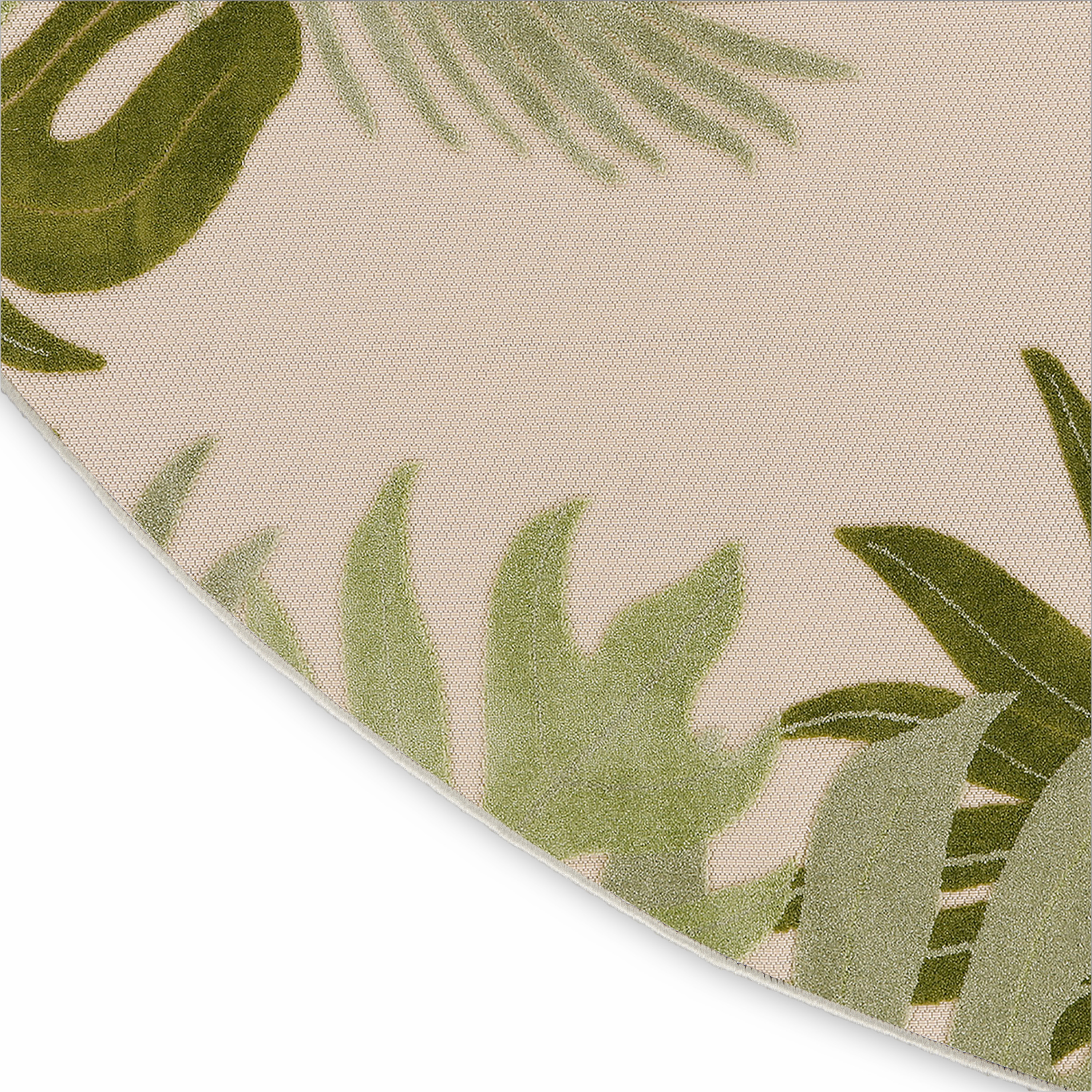 Nourison Aloha 7'10" x Round Ivory Green Outdoor Rug