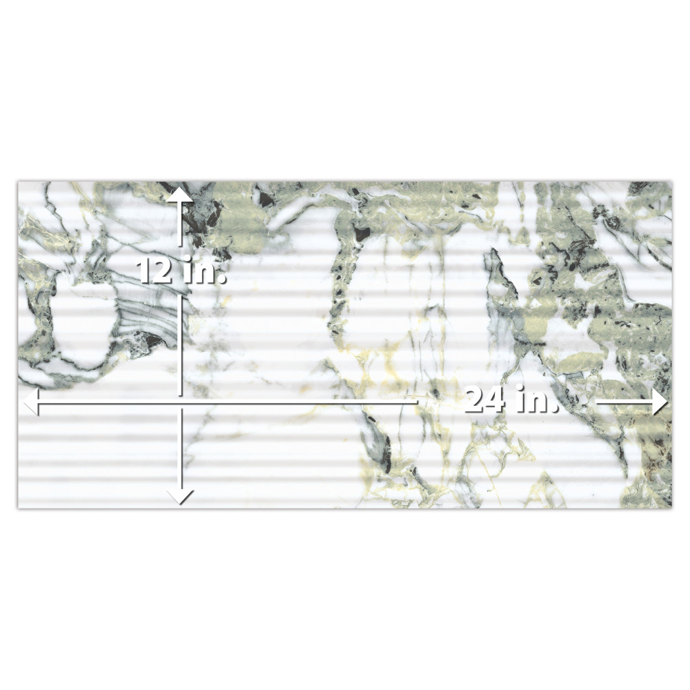 Touche Pleated Deco Jade 11-3/4 in. x 23-1/2 in. Porcelain Floor and Wall Tile