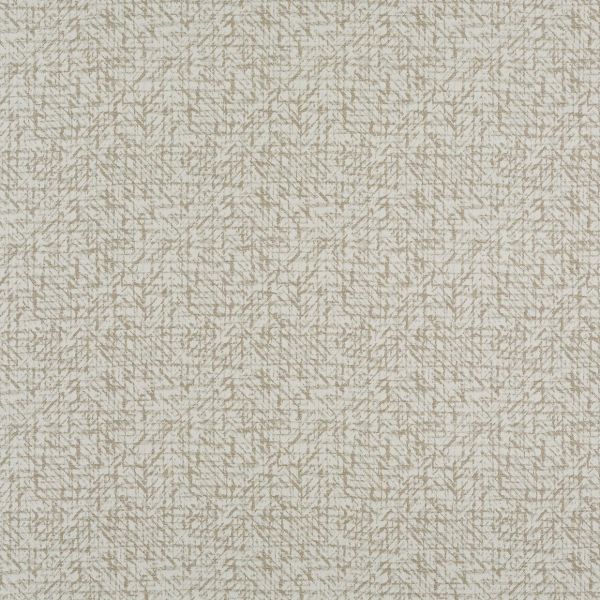 Neutral beige and white textured wallpaper with a repetitive fine leaf-like pattern; covering a flat surface and providing a subtle decorative backdrop in an evenly lit interior.