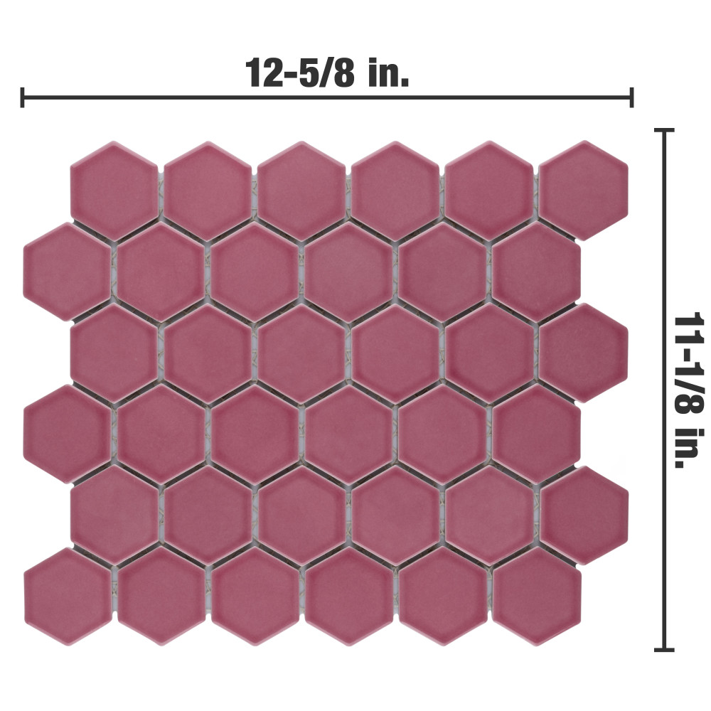 Tribeca 2″ Hex Glossy Blush 11-1/8 in. x 12-5/8 in. Porcelain Mosaic Tile