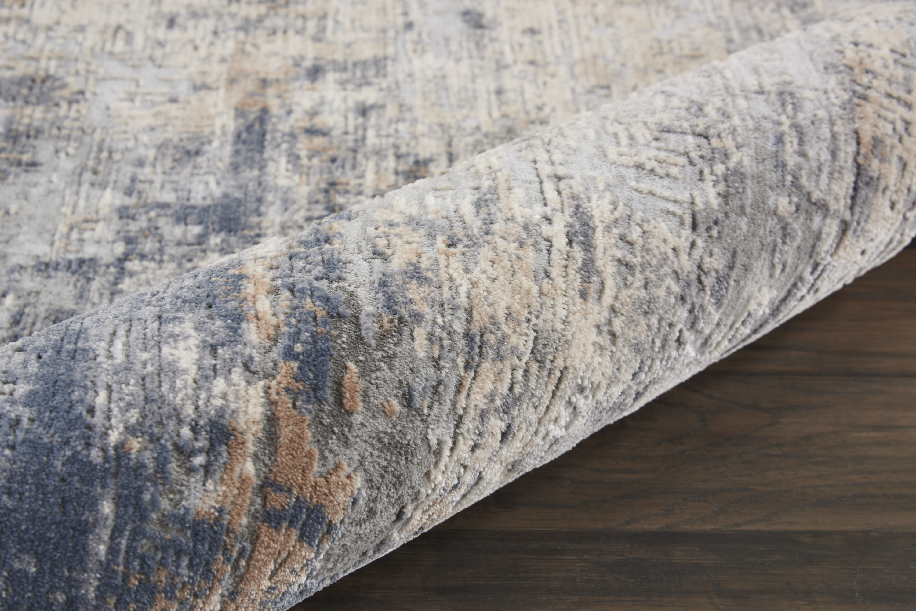Nourison Rustic Textures 5'3" x Round Grey Beige Modern Indoor Rug