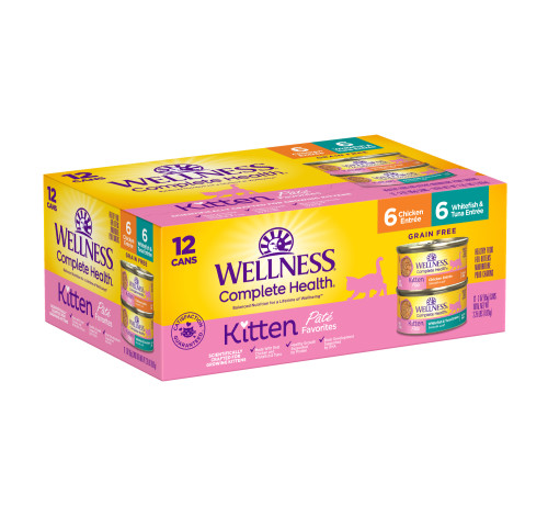 Wellness Complete Health Pate Kitten Variety Pack (Whitefish & Tuna and Chicken) Front packaging